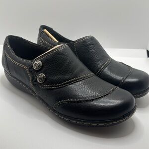 Clarks Bendables‎ Ashland Alpine Black Noir Leather Comfort Loafers 8.5 M